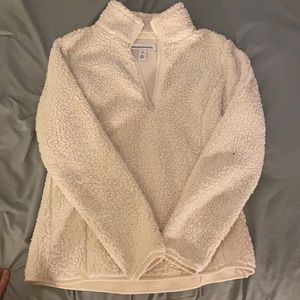 fluffy white quarter zip